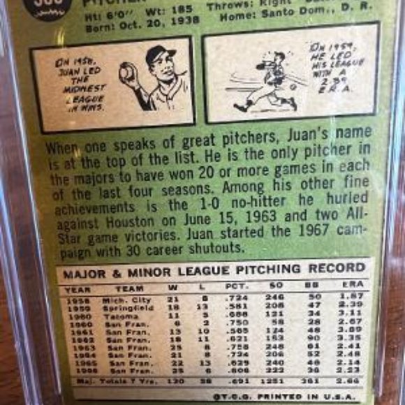 1967 TOPPS #500 JUAN MARICHAL CSG 4 - Picture 3 of 4